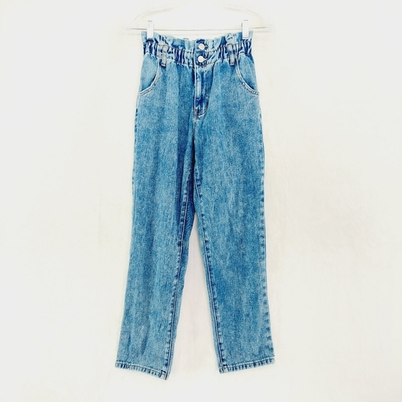 PacSun Blue Cotton Denim Casual Button Elastic Waist Mom Jeans P6251 - Picture 2 of 10